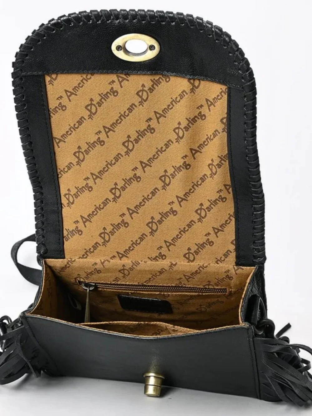 American Darling Boho Noir Fringe Crossbody Satchel